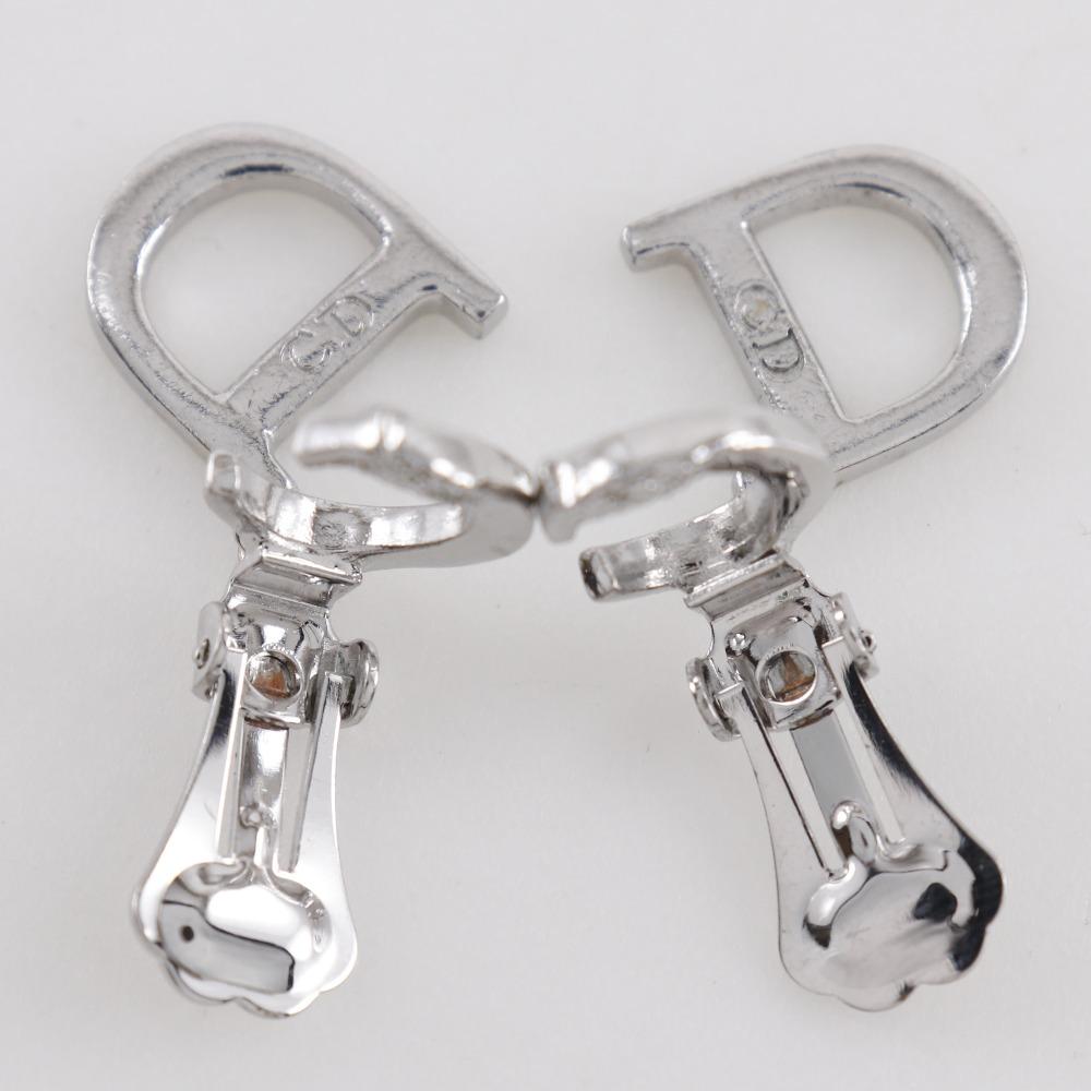 Dior CD Logo Earring Silver Metallic 5.5g Women Used