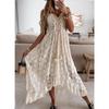 Women's Fashion Summer Spring Solid Color Print Sleeveless V-Neck Middle Waistline Casual Dresses