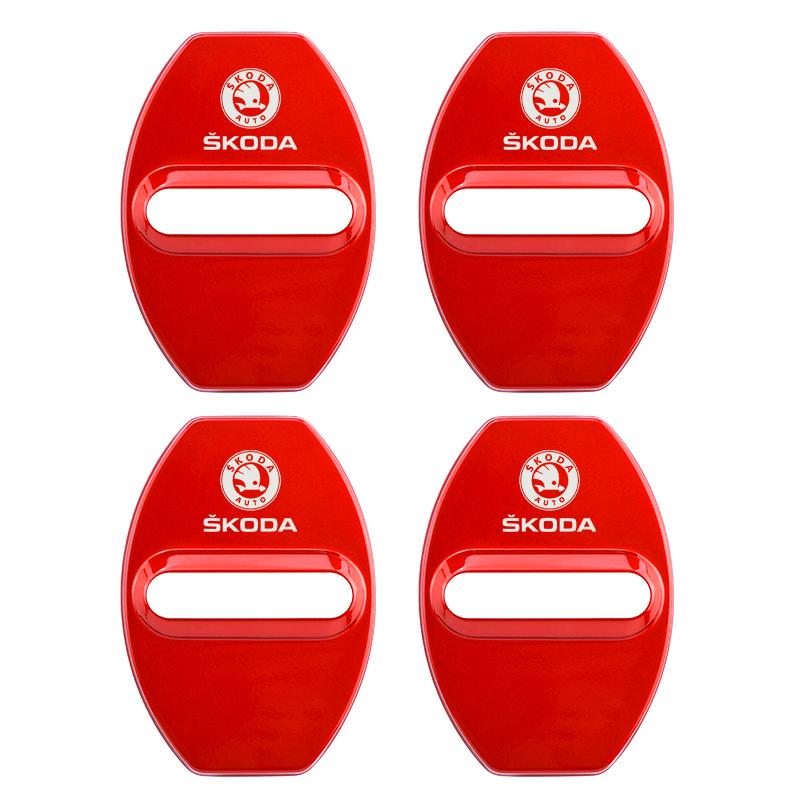 

2025 New 4PCS Car Door Lock Decoration Protector Cover Emblem Case For Skoda fabia octavia kodiaq superb karoq fabia Styling Acc