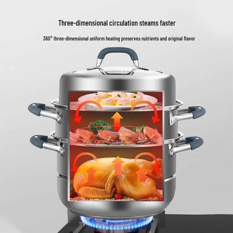 Kangbahu 304 Stainless Steel 3-Layer Multi-functional Steamer Pot