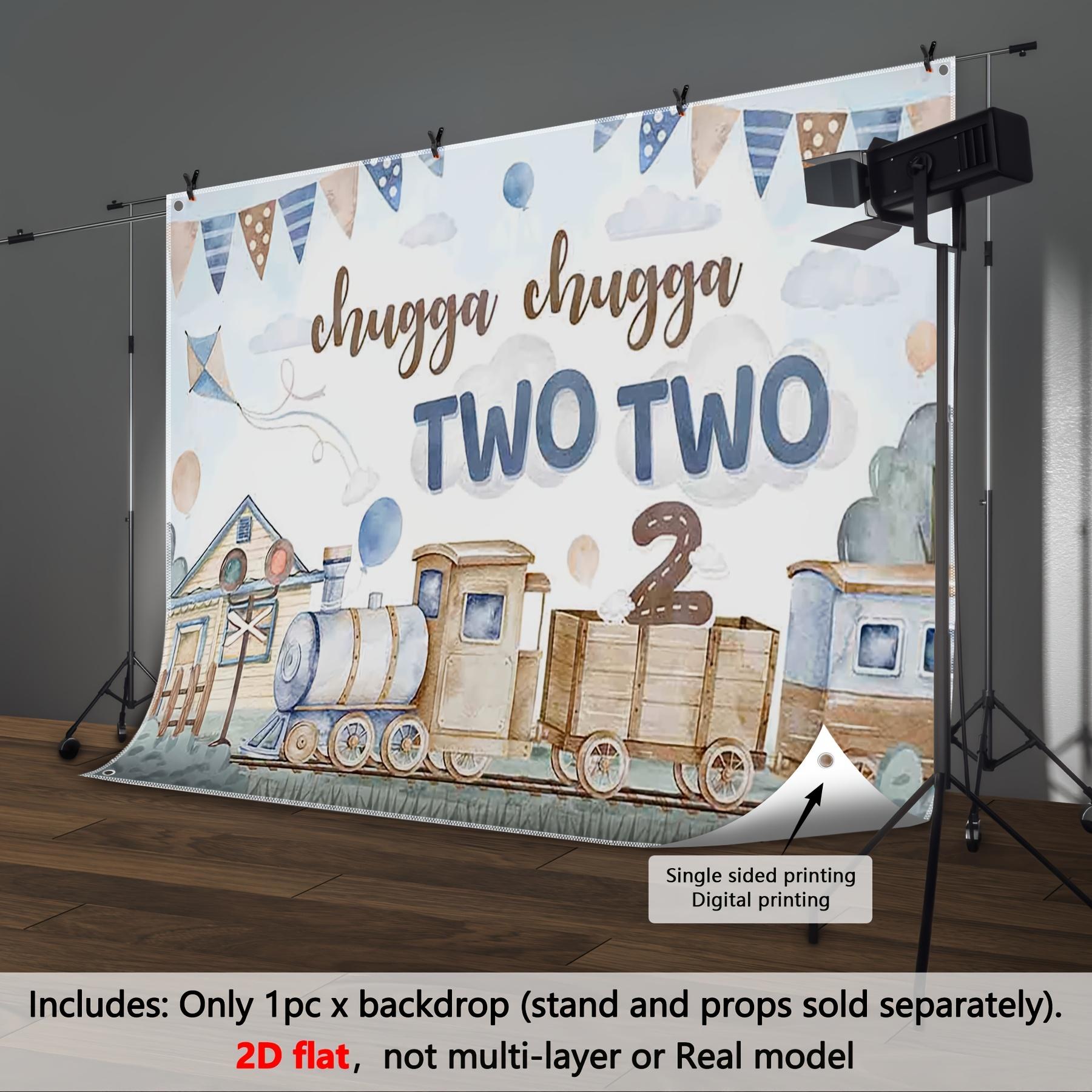 

Cartoon Train Forest Background Flag Kite Balloon House Track Baby Shower Birthday Gift Indoor Outdoor Family Holiday Party Banner Decorations, W100*L75cm