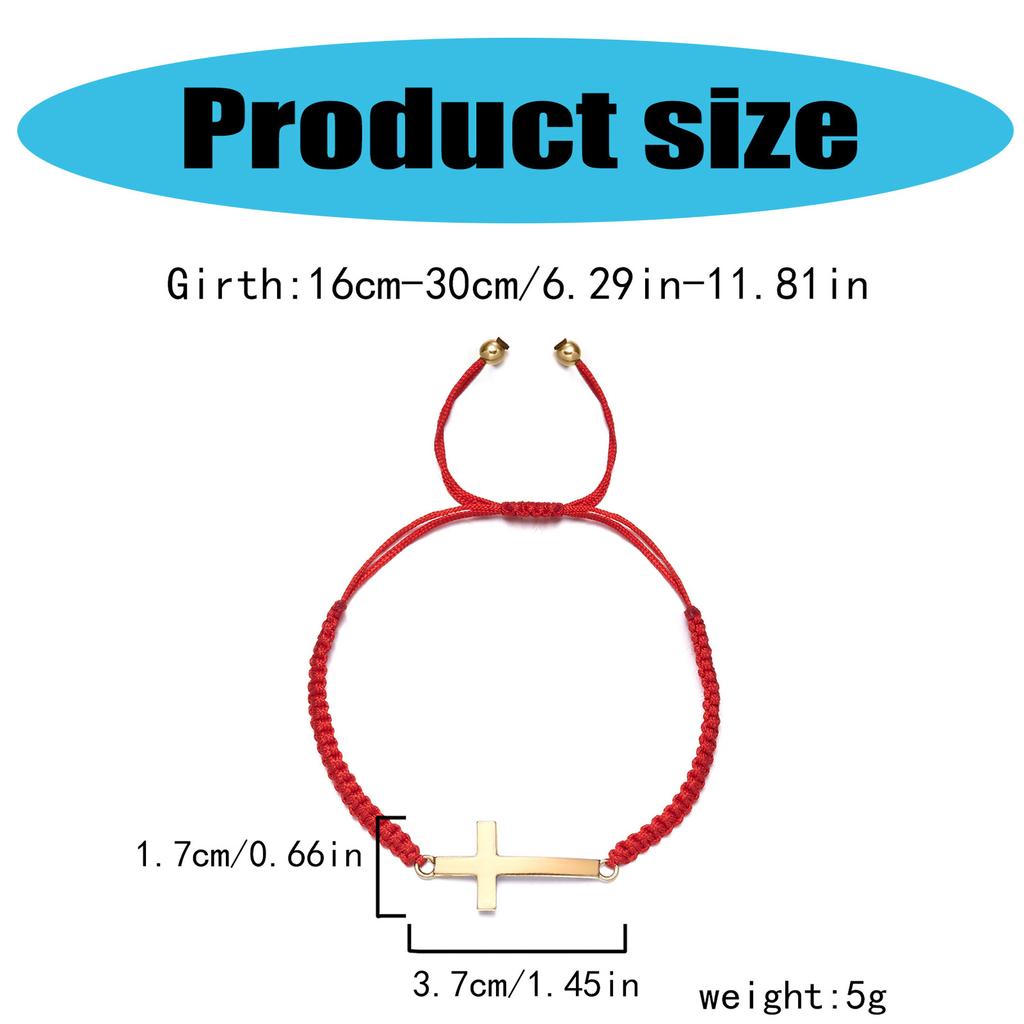Simple Woven Crucifix Bracelet with Adjustable Length Trendy Braided Handchain Unisex Meditation Jewelry for Daily Wear