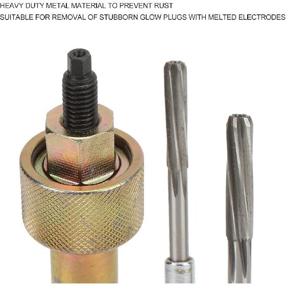 Glow Plug Puller Reamer Set, Glow Plug Removal Tool, Glow Plug Extractor Puller & Reamer Removal Tool Kit Accessory Replacement for Vehicles