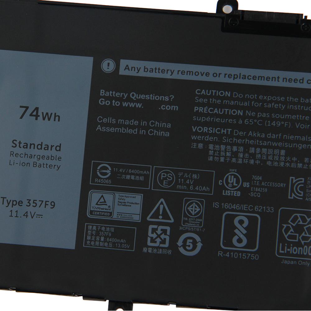 Rechargeable Lithium Battery For Dell Inspiron 15" 7000 7566 7759 7559 7567 7557 357F9 71JF4 Laptop Battery 74Wh