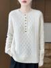 2025 Autumn/Winter Wool Knit Diamond Cable Base Layer Top - Cashmere, Thick & Soft