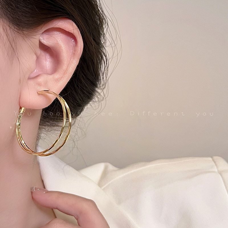 Fashion Exaggerated Double Layer Female Fancy Earrings Circle