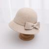Autumn and winter hat women's bow wool basin hat dome retro british top hat outdoor bucket hat tide