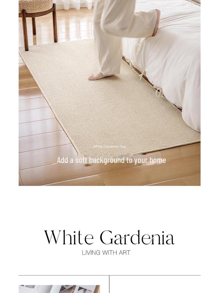 Cream Solid Color Anti-Scratch Bedroom Carpet - Thick Woven Imitation Sisal Floor Mat for Photography & Sound Insulation