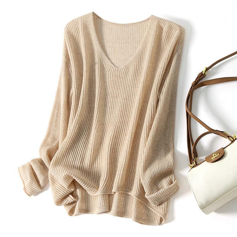 Women's Autumn Winter New Hollow Out Knitwear Solid Color Minimalist Loose Versatile Slim Fit Long Sleeve Sweater Base Layer Top