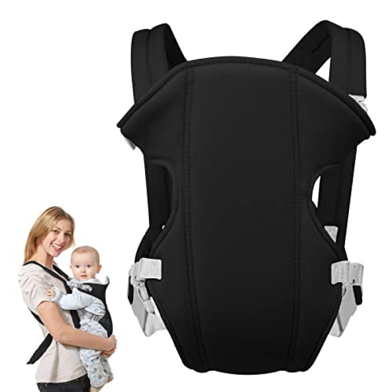 Xiuyer Baby Carrier, Adjustable & Breathable, Front & Back Carrier for Newborn to Toddler 3-10kg, Ergonomic Infant Sling (Black)