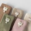 Newborn Baby Socks Cartoon Bear Infant Girls Boys Knitted Cotton Socks Solid Color Cute Toddlers Middle Tube Sock Winter