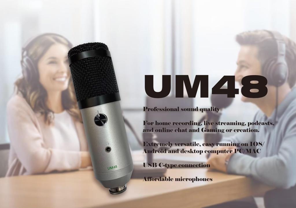 ToneWeal UM48 USB Condenser Microphone, Gray