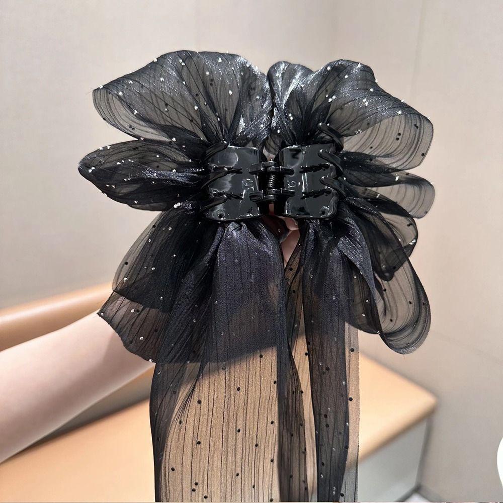 Back Head Grab Clip Half-Tie Hair Clip New Gypsophila Ribbon Hair Clamp  Women Girls