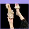Summer Womens Slipon Flat Sandals With Crystal Block Heels For Casual Outings