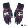 New Jacquard Double-layer Deer Touch Screen Gloves Autumn and Winter Women's Fleece Thickened Warm Wool Gloves