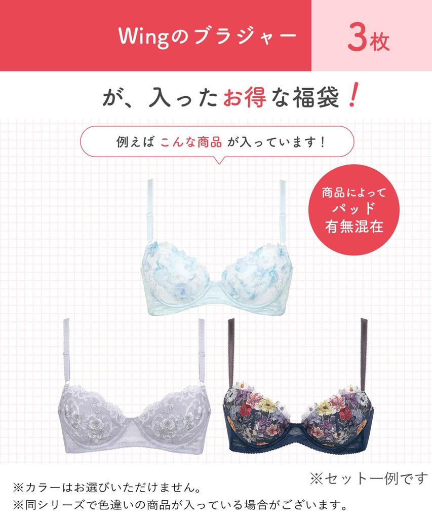 Bras Set of E65 Wing/Wacoal (Lucky Bag) 3, KB9850, Multicolor,