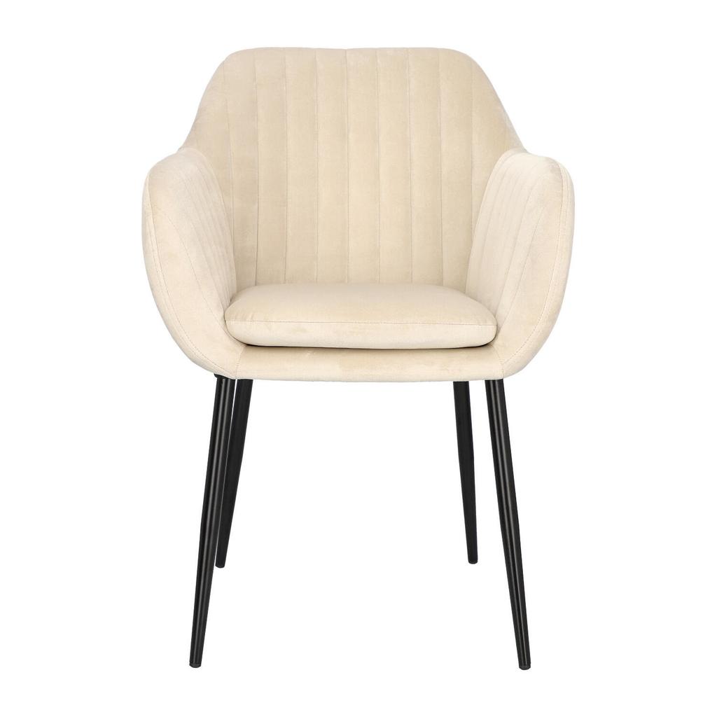Emilia Velvet cream upholstered chair with armrests