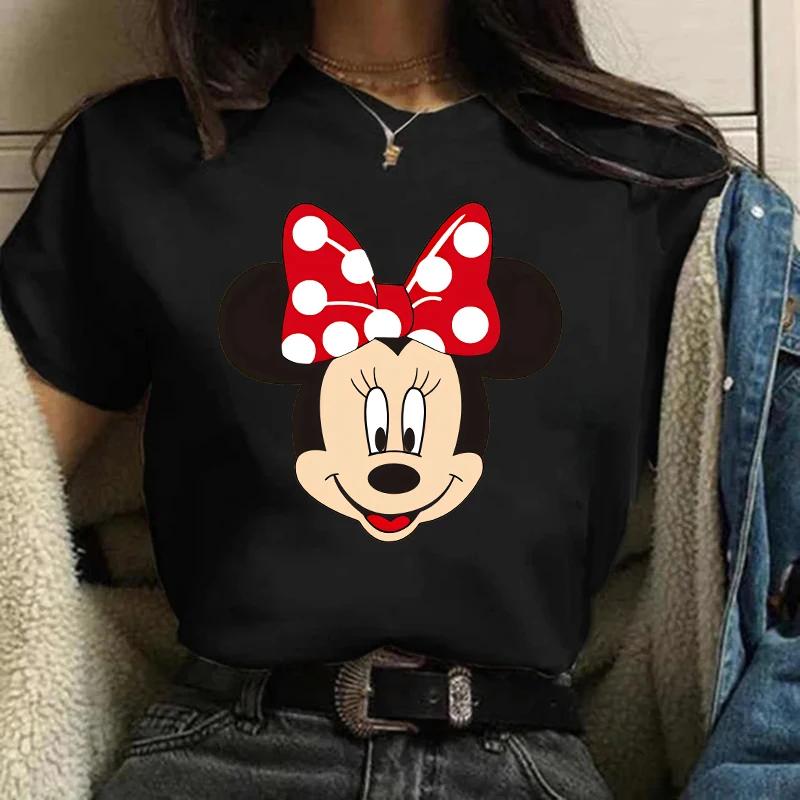 Disney T-shirt Gothic Fashion Mickey T-shirt Minnie Mouse Print Casual T-shirt Women's Kawaii T-shirt Kawaii Loose Clothing