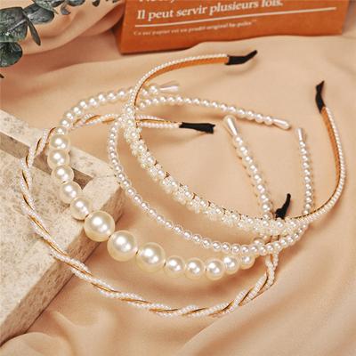 Modyle moda tam inci Hairbands elastik çiçek kadın saç çember bantları kafa bandı çerçeve kızlar saç aksesuarları Headdress