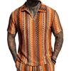 Summer Fashion Knitted Crochet Lapel Men's Short Sleeved Casual Vacation Polo Shirt