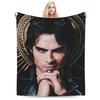 Damon Salvatore The Vampire Diaries Blankets Fleece Printed Ian Somerhalder Portable Warm Throw Blanket for Sofa Bedding Throws