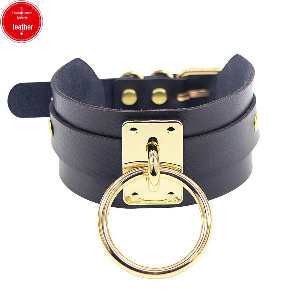 Harajuku Punk PU Leather O-Ring Choker Collar Necklace