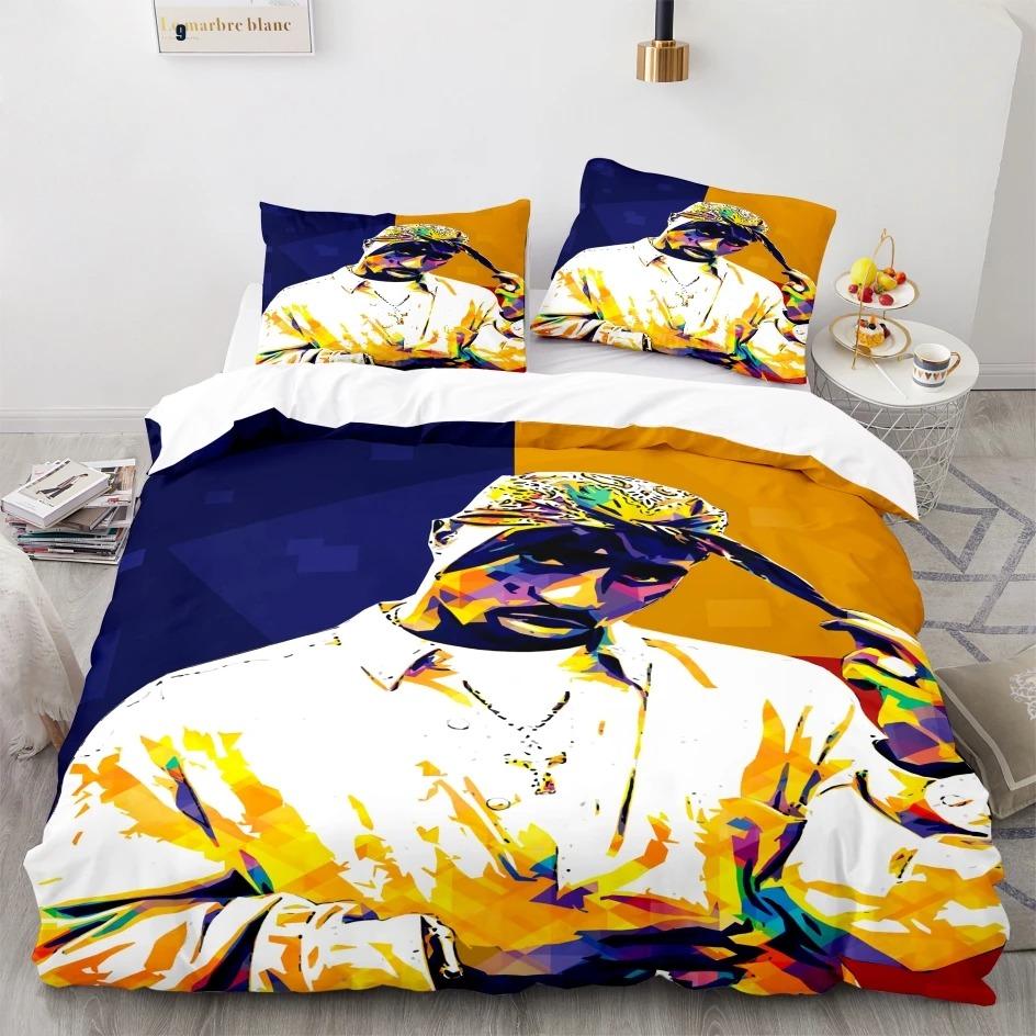New 2 Pac Bedding Set Single Twin Full Queen King Size Tupac 2 Pac Bed Set Aldult Boys Kawaii Duvetcover Sets 3D