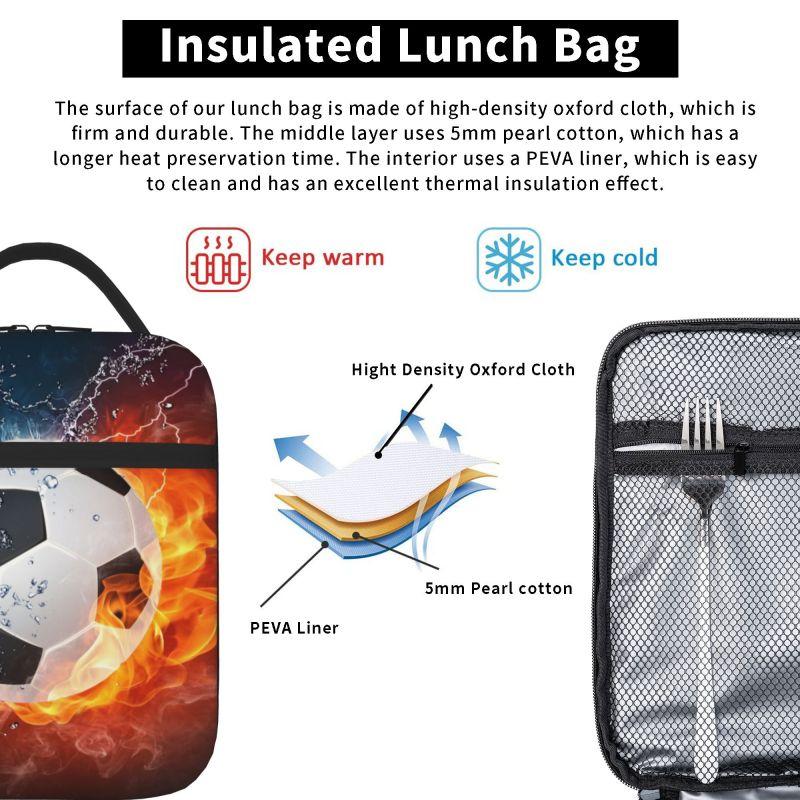 Borsa Pranzo Sportiva con Pallone da Calcio per Ragazzi Ragazze Scatola Pranzo Riutilizzabile Borse Pasto Termiche Borsa Pranzo Portatile per Scuola Viaggio Picnic