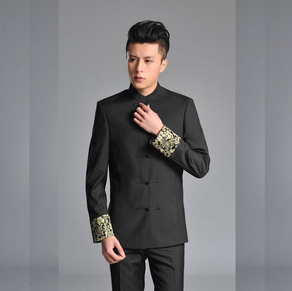 Men's Youth Slim Fit Zhongshan Suit: Stand Collar Casual Chinese Style Wedding Dress 16