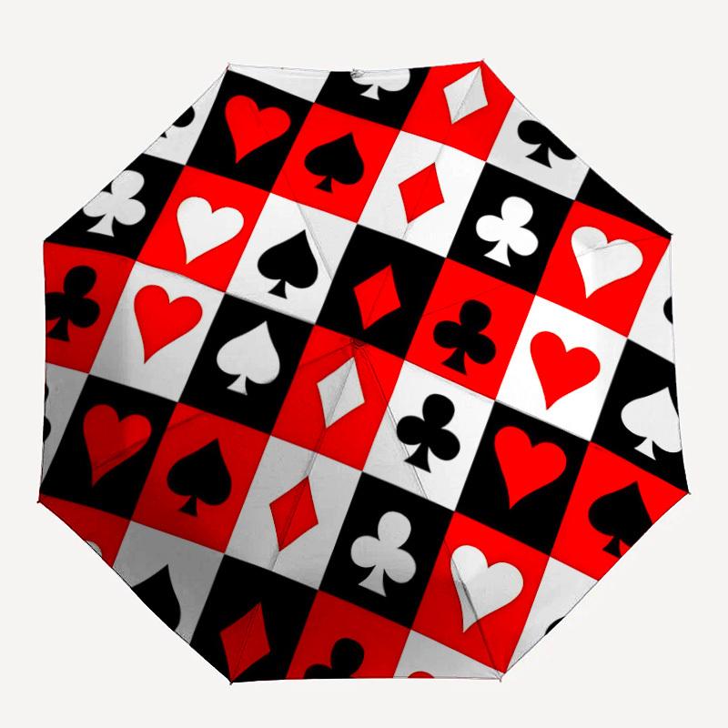 1pc Playing Cards Symbols Automatic Open/Close Umbrella Compact Folding Umbrella, All-Season Portable Umbrella for Women/Men F1124200
