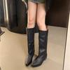 Fashion 2025 New High Quality Autumn Winter Woven Retro Mid-calf Boots Fashion Pointed Head Loose Straight Sleeve Ankle Boots for Women