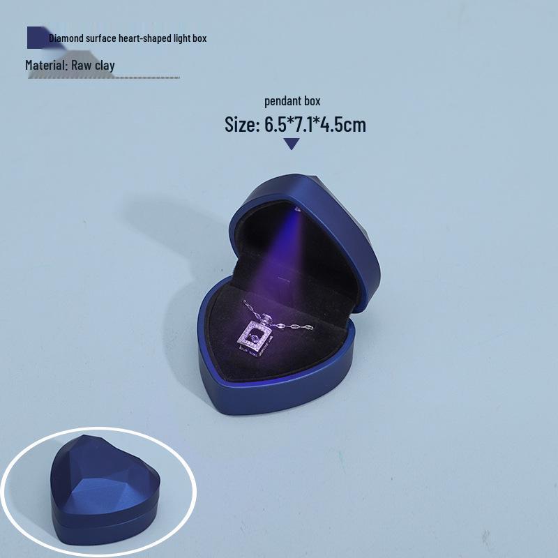 Heart-Shaped LED Ring & Necklace Box with Light - Jewelry Gift Packaging