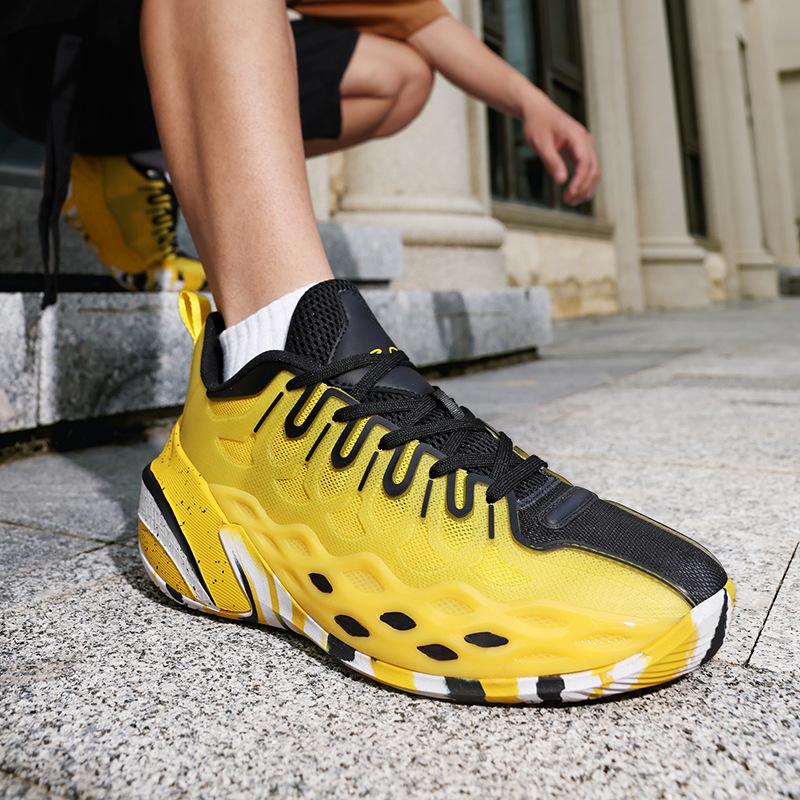 Youth Cushioning Rebound Non-slip Low-top Actual Combat Basketball Shoes Men's and Women's Retro Thick-soled Breathable Wear-resistant Sports Runnin