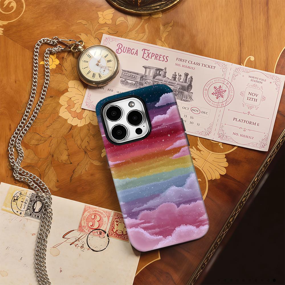 Pastel Starry Sky Cloud Phone Case for IPhone 17AIR 16E 16 15 14 13 12 11 17 Pro Max Plus Double-layer Back Cover