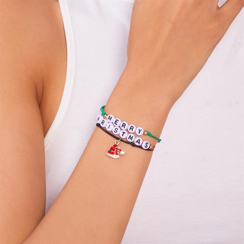 Christmas Bracelet Set Stretch Bracelets with Christmas card Heishi Surfer Bracelets  bracelets for Women xmas gifts