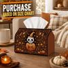 1pc Talavera Folk Halloween Tissue Box - Halloween Pumpkin Napkin Dispenser, 2 Sizes Thick Polyester with Sugar Skull Pumpkin Owl Floral, Ideal Spooky