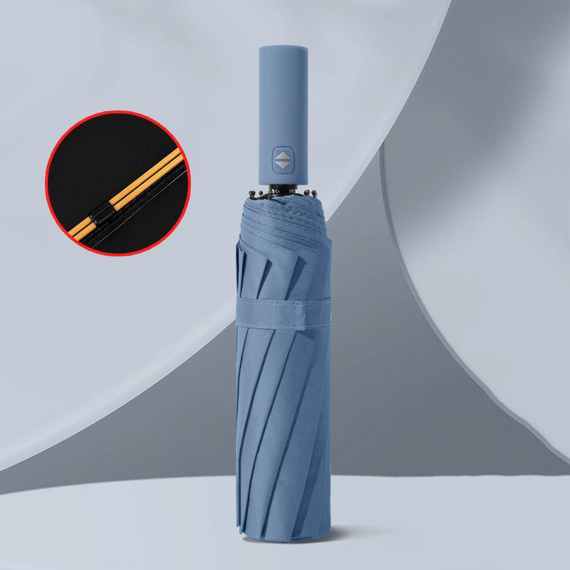 12 Bone Black Glue Fully Automatic Umbrella With Thick And Durable Keel Three Fold Umbrella UV Resistant Folding Umbrella.