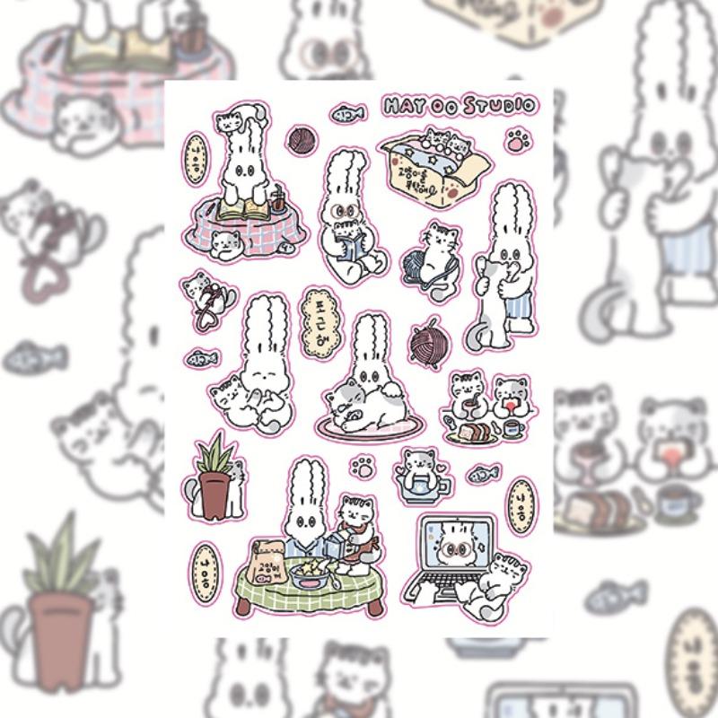 INS Kawaii Rabbit Cartoon Stickers Korean Style Creative Decals for Diary Notebook Scrapbook Decoration
