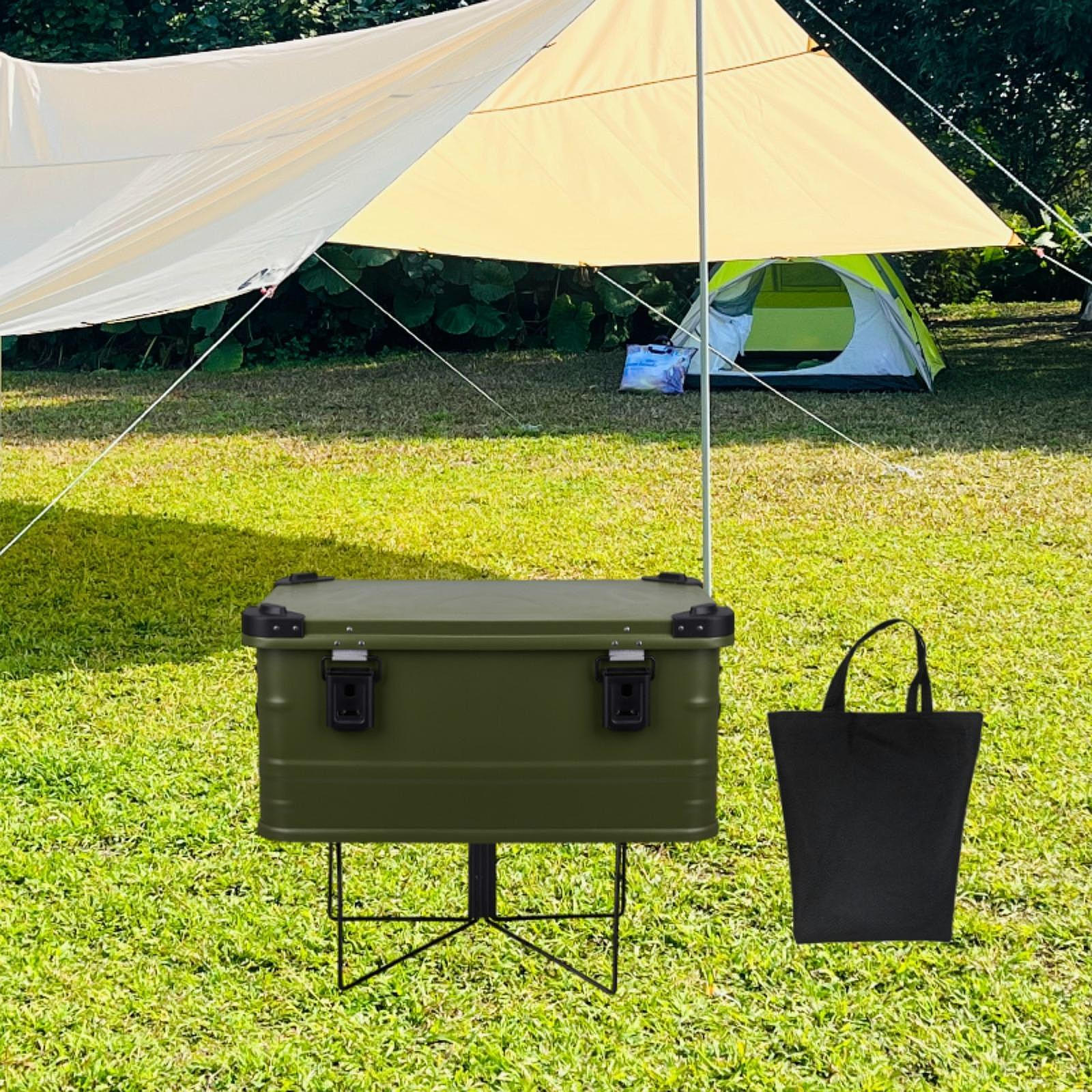 

Складная подставка для холодильника, держатель для коробки со льдом, складная прочная металлическая с сумкой для хранения, стойка для чемодана S Black