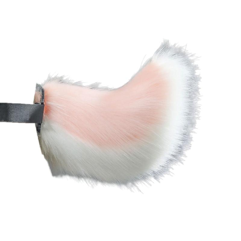 Faux Furs Bunnies Ears Headband Tail Animal Bunnies Costumes for Christmas Halloween Cosplay Party Costume Accessories