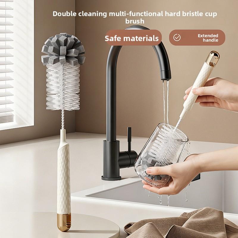 Cup Brush for Cleaning and Washing Cups, Removing Tea Stains. Multi-functional, Can Be Hung. Hard-bristled Plastic Cup Brush with A Long Handle.