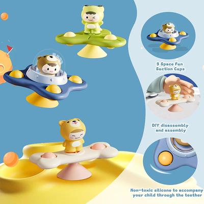 Baby Dining Table Suction Cup Rotating and Happy Baby Puzzle Early Education Can Chew Gyro Cartoon Dining Chair Toy