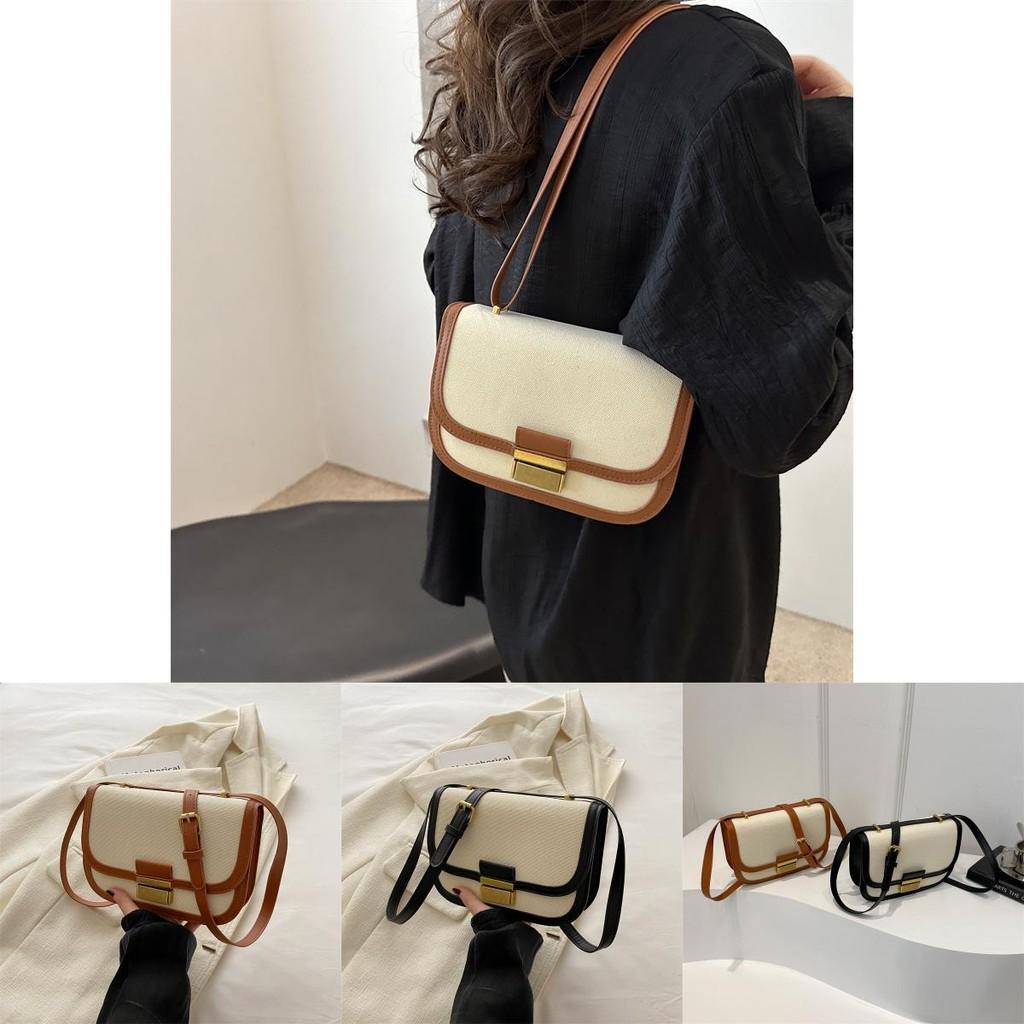 Trendy Korean Crossbody Women's Bag 2024 Fashionable Retro Color Block Design