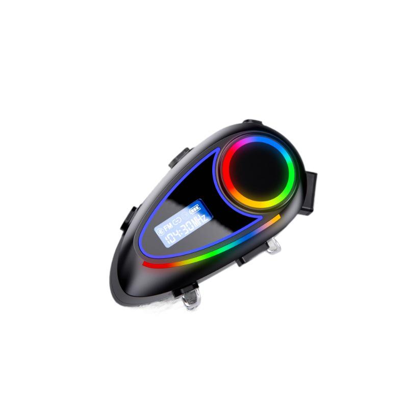 K18 Bluetooth Motorcycle Helmet Headset with LCD Screen, FM Radio, EQ Sound Settings, and Power Display.