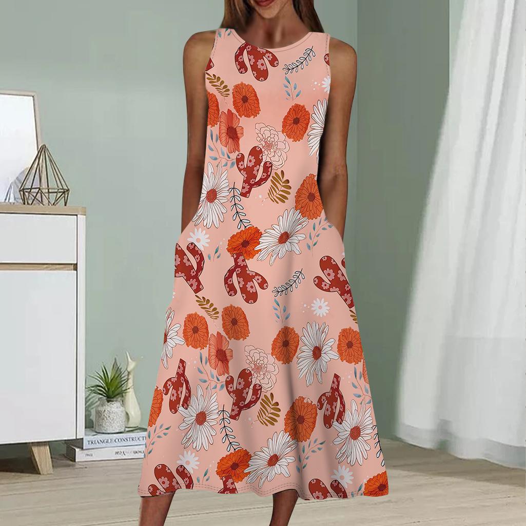 

Летнее модное сексуальное платье без рукавов Мягкое повседневное платье с принтом увядших листьев 3D Платье без рукавов на бретельках 8XL