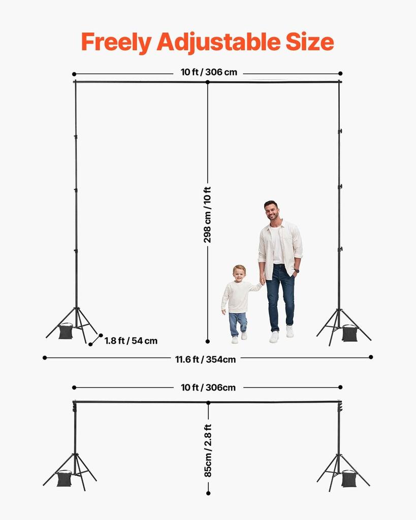 Backdrop Stand Background Stand Kit 10 X 10 Ft for Party & Photo Studio