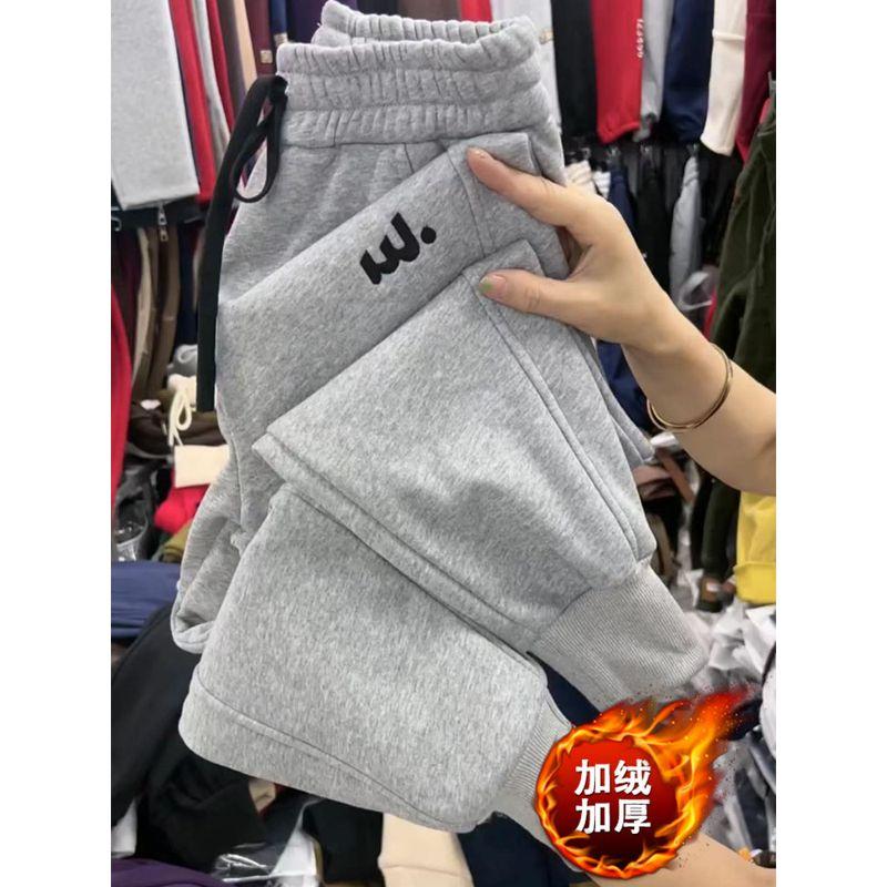 

Зимняя новинка Утепленные хлопковые спортивные штаны с высокой талией 88 см Not Fleece-lined black. XL