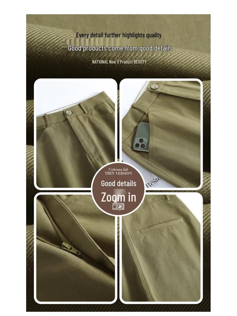 2025 Women's Small Size Cotton Linen Wide Leg Pants - Versatile, Slimming, Casual for Spring & Autumn