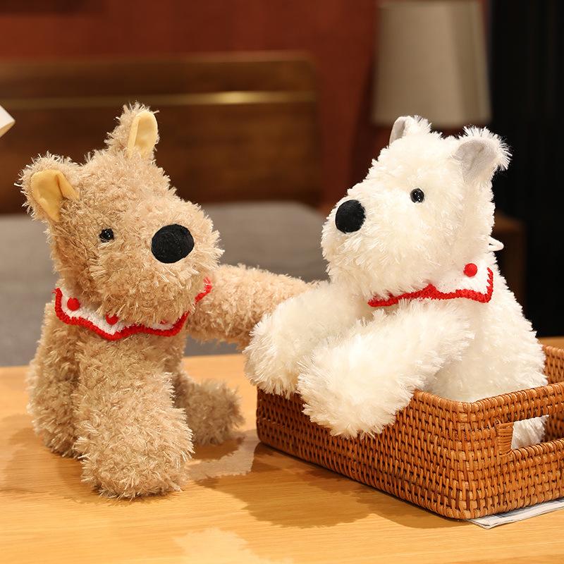 Simulated West Highland Dog Doll Plush Toys Puppy Doll Children's Sleeping Soothing Doll Birthday Gift