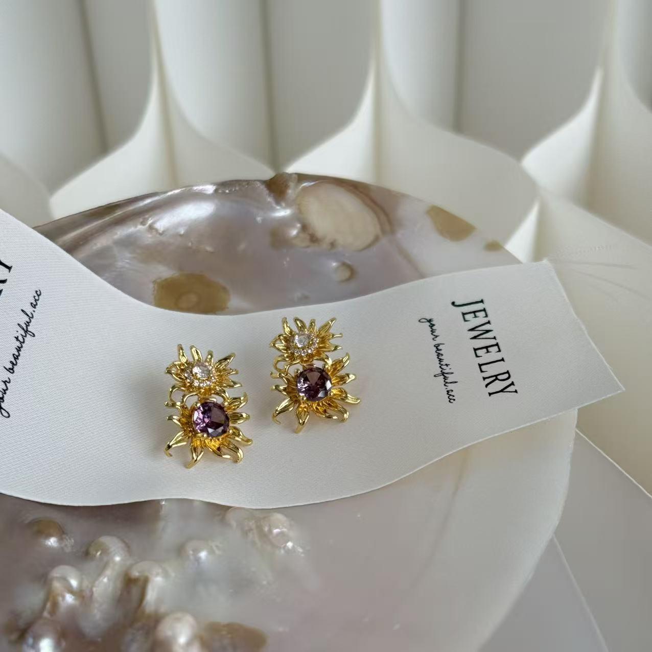 Elegant French Pastoral Flower Stud Earrings with Light Luxury 925 Silver Needle for Women